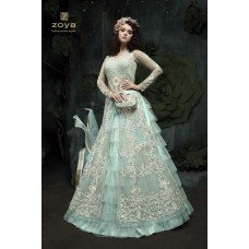 SKY BLUE INDIAN DESIGNER WEDDING AND BRIDAL WESTERN STYLE GOWN